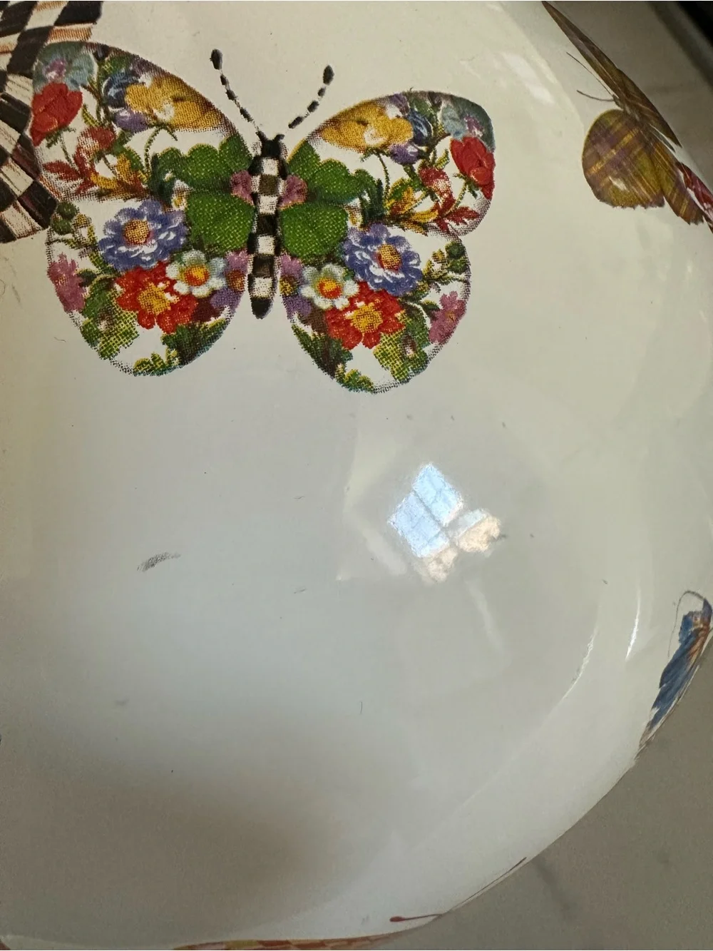 Mackenzie Childs Butterfly Garden enamel pitcher